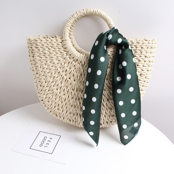 Braided basket bag with elegant silk scarf Stornfield