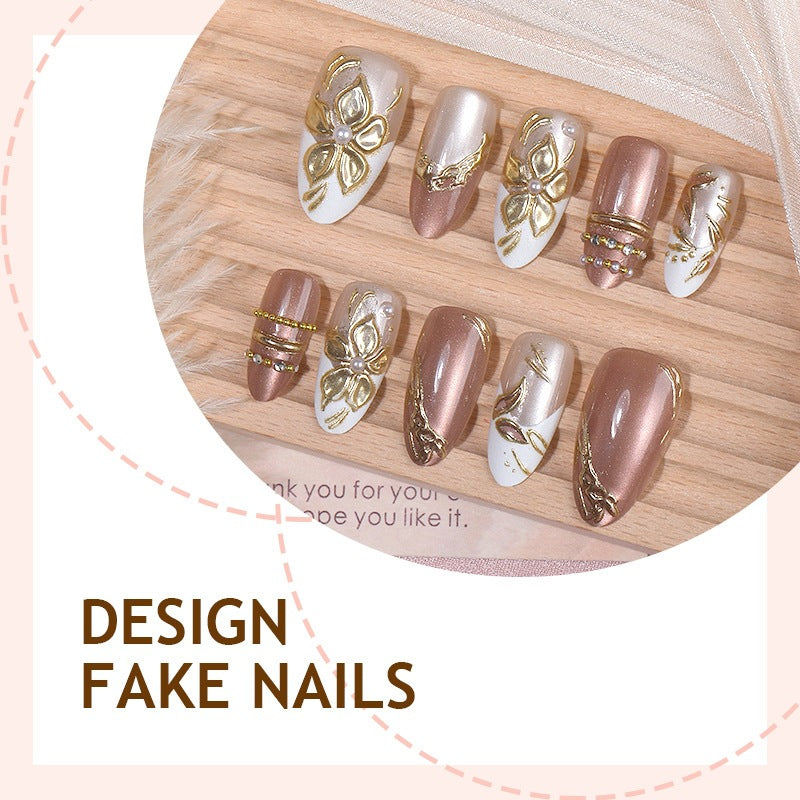 Acrylic nail set with elegant flower design Stornfield