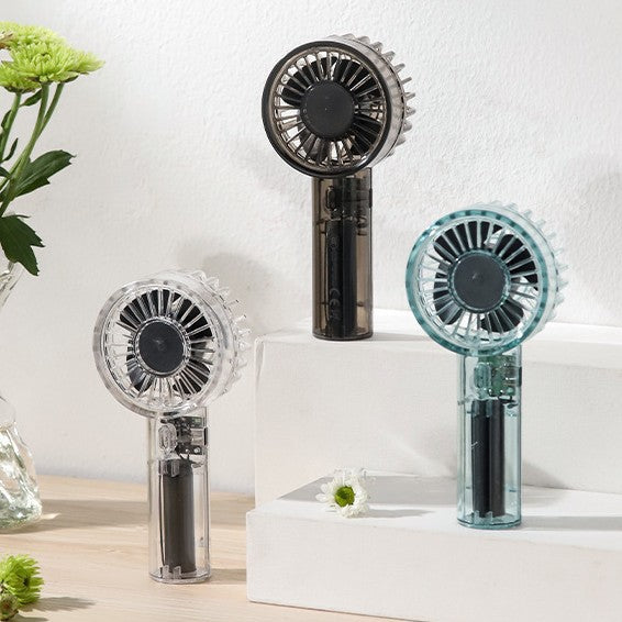 Unisex Portable High-Speed Hand Fan with Transparent Housing Construction Stornfield