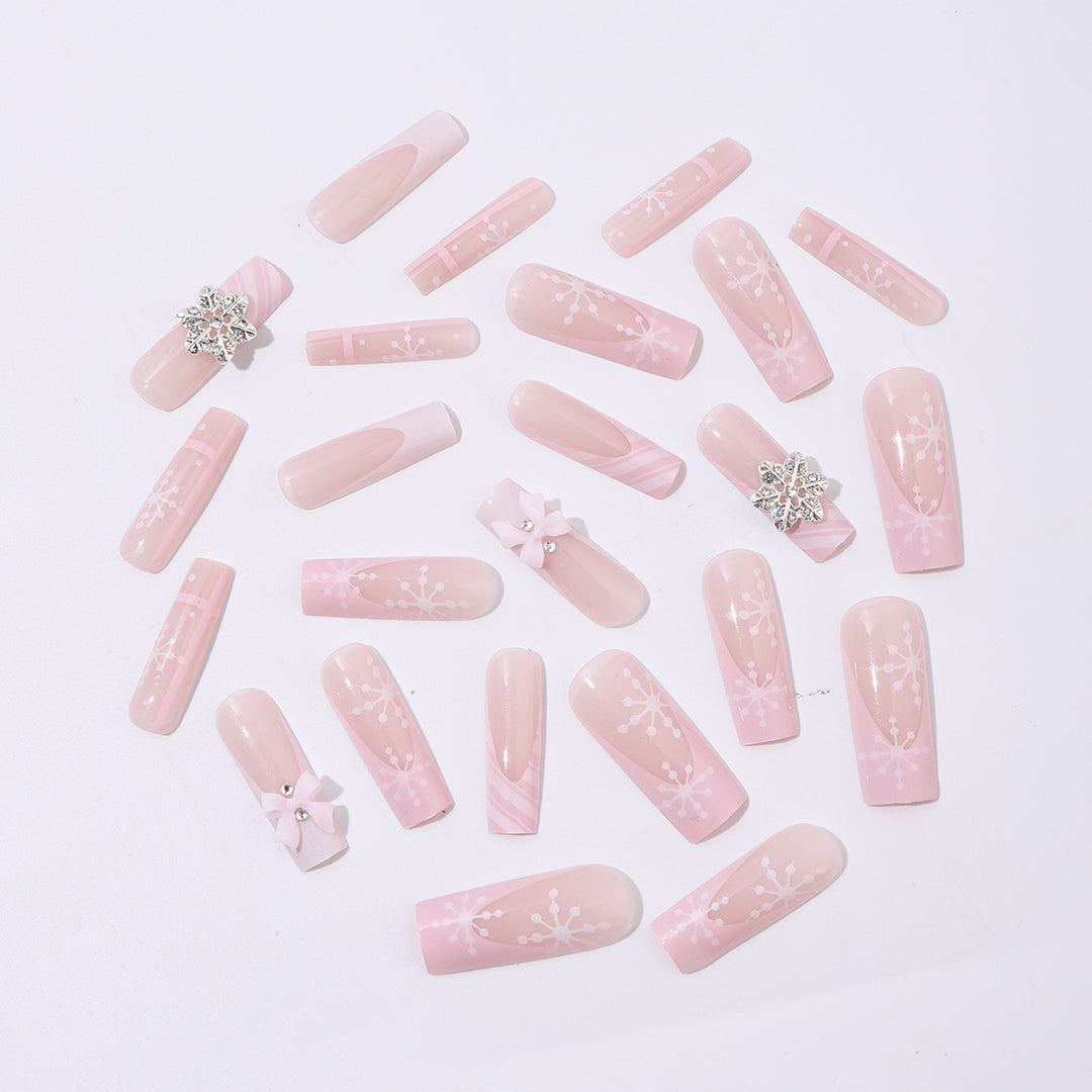 Creative Nail Art Set with Delicate Flower and Glitter Accents Stornfield