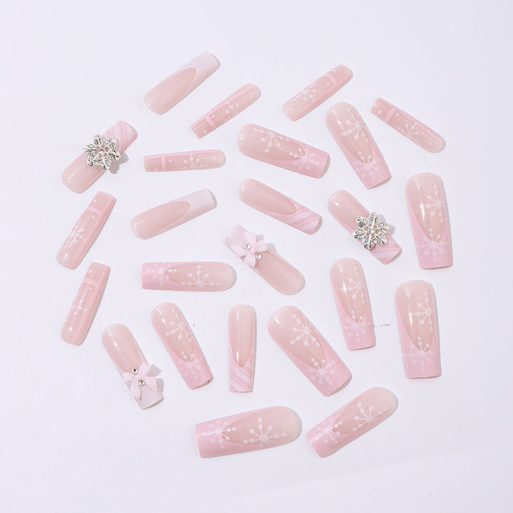Creative Nail Art Set with Delicate Flower and Glitter Accents Stornfield