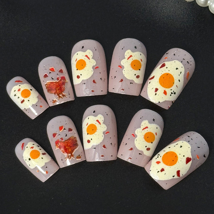 Artificial nails with playful breakfast motif Stornfield