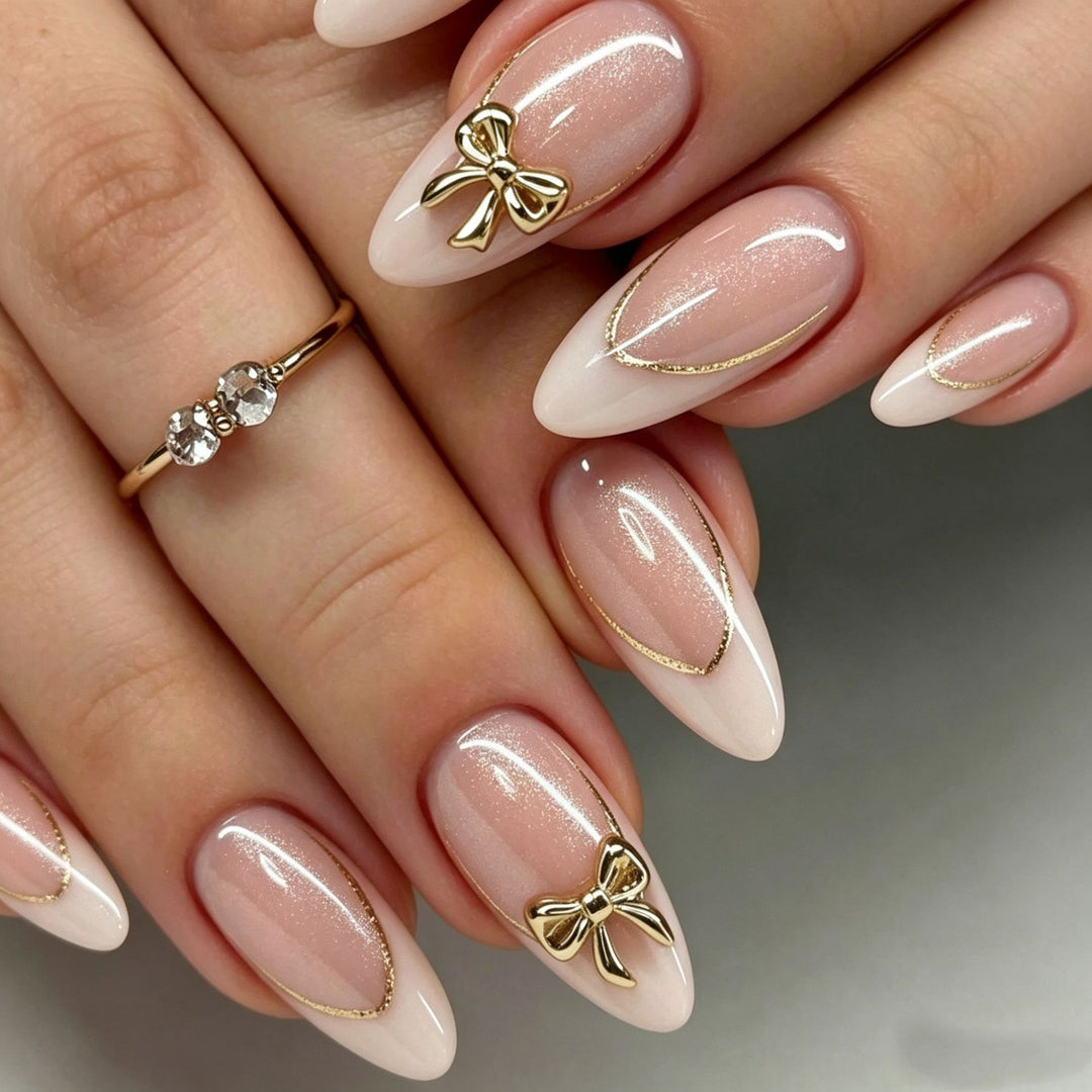 Elegant Press-On Nail Tips with Decorative Bow Stornfield