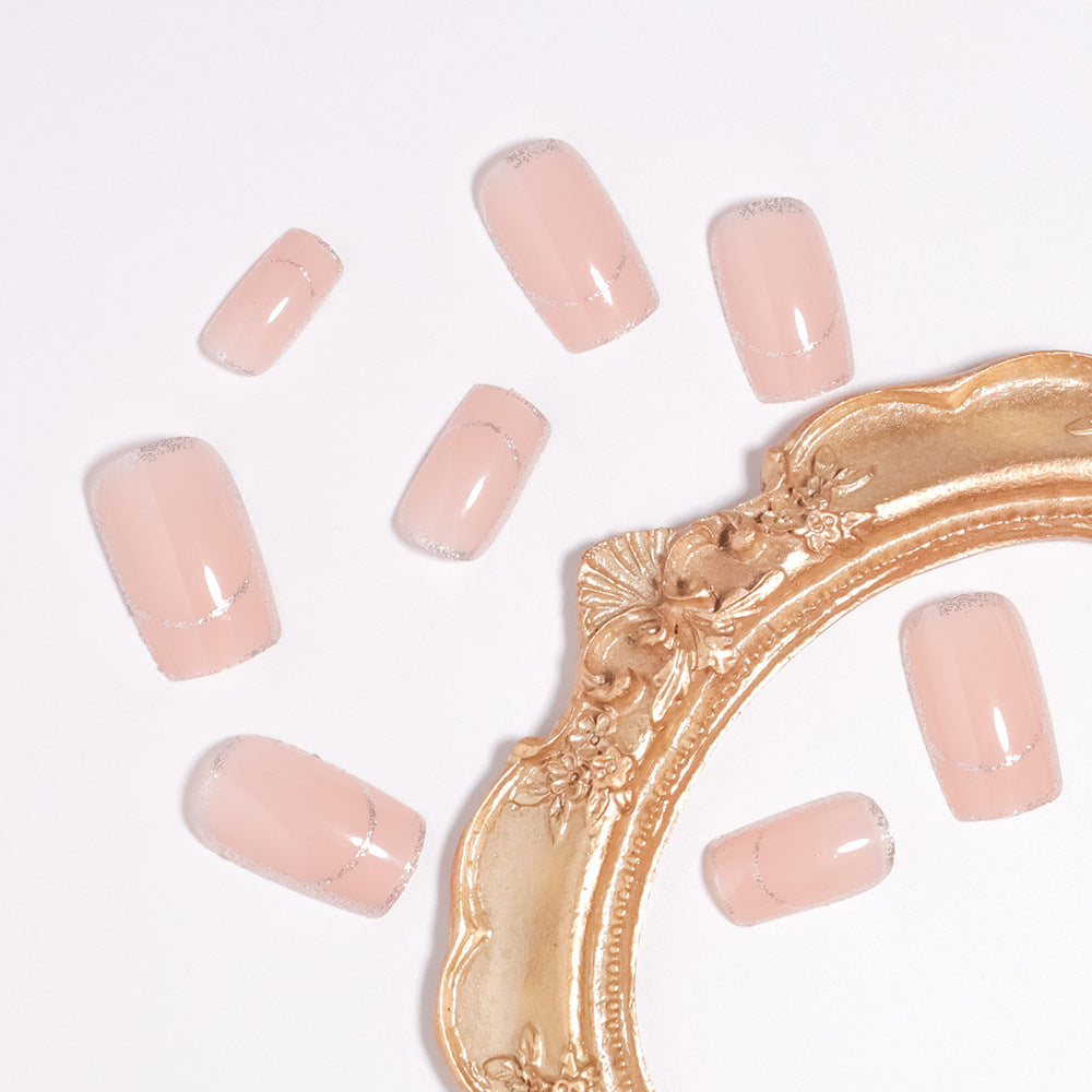Glittering French Tip Press-On Nails Stornfield