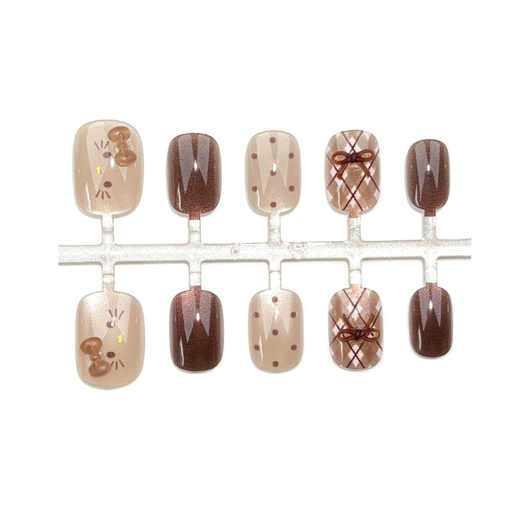 Artistic Press-On Nail Set with Whimsical Designs