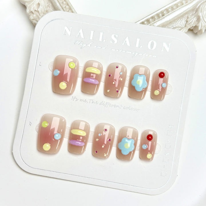 Decorative Press-On Nail Art Set with Creative Patterns