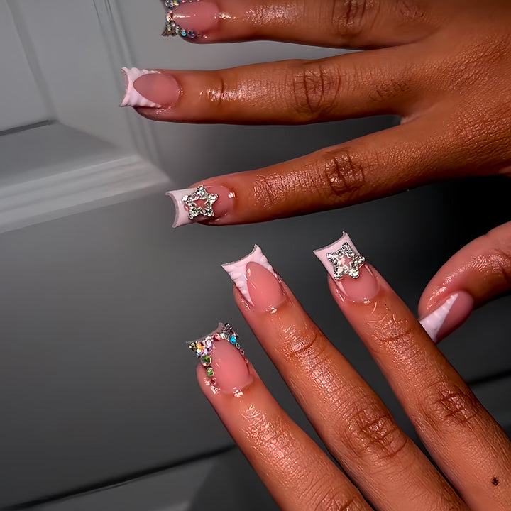 Artistic Rhinestone-Accented Press-On Nail Set Stornfield