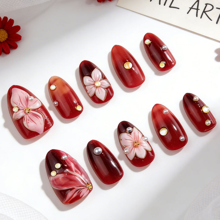 Elegant Floral Press-On Nail Art Set Stornfield