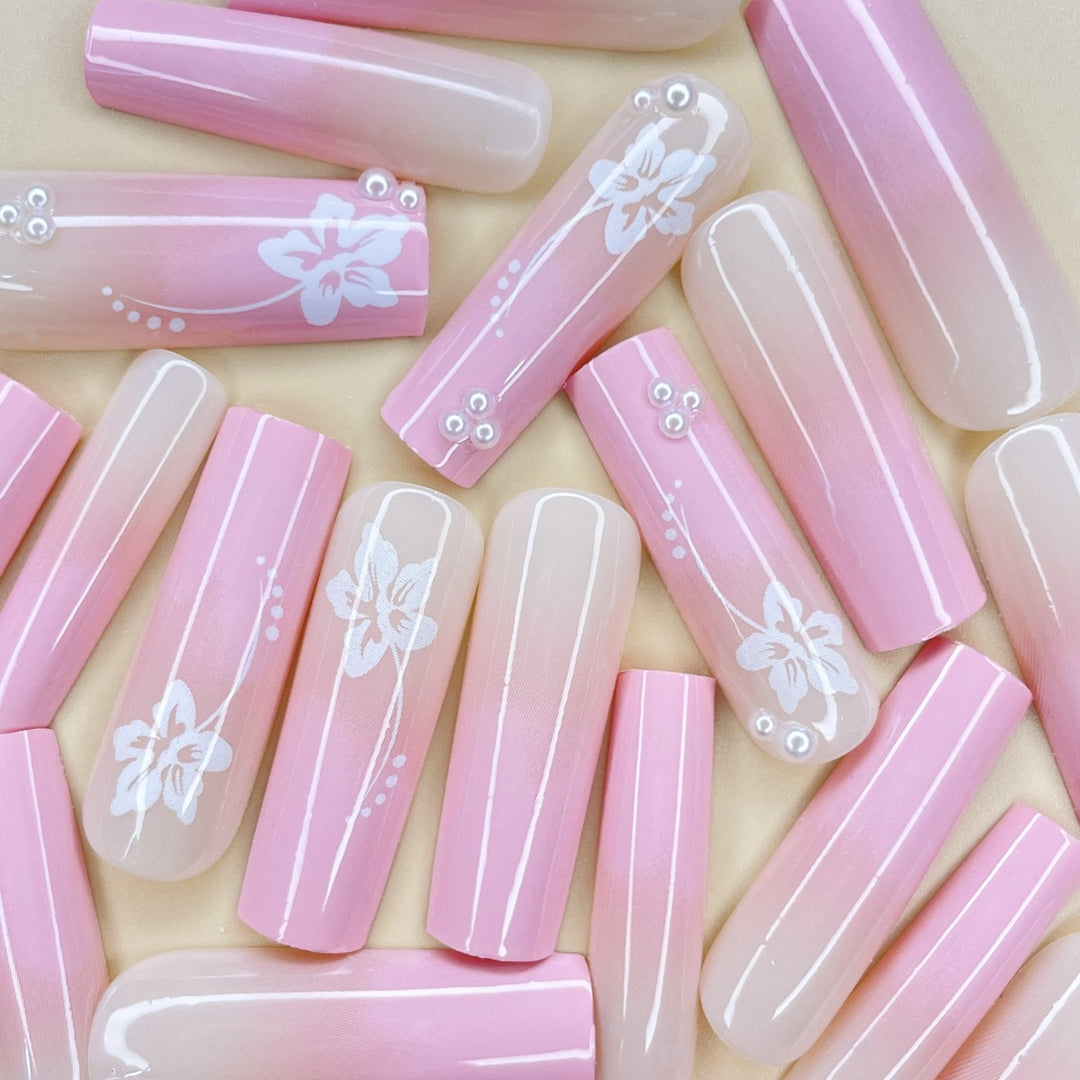 Floral Glitter Nail Extensions Stornfield