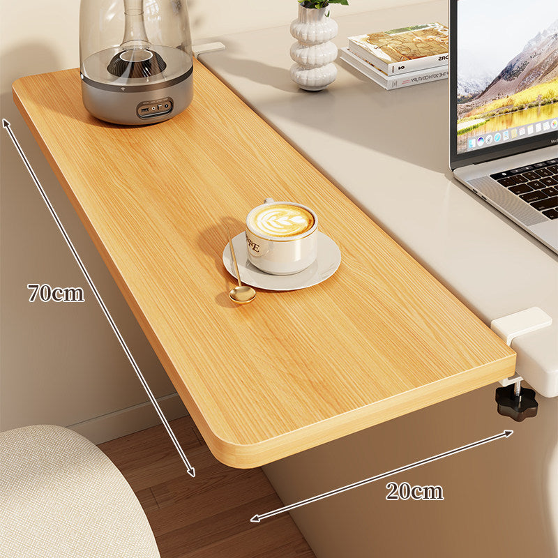Clamp-On Side Desk Shelf Extender with Woodgrain Laminate Top and Adjustable Locking Clamp