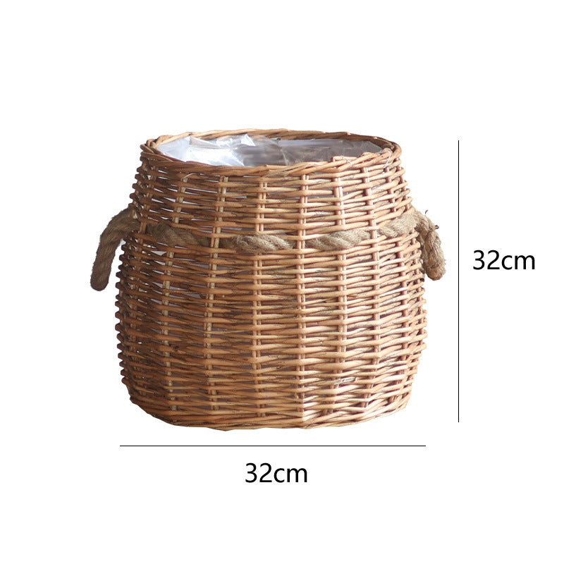 Rustic storage basket with hemp handles Stornfield