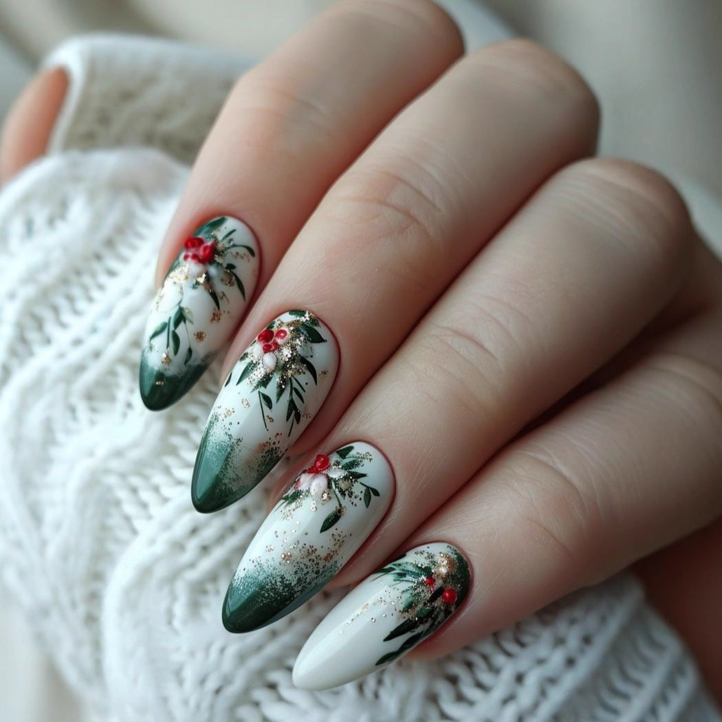 Glamorous artificial nails with floral accents Stornfield