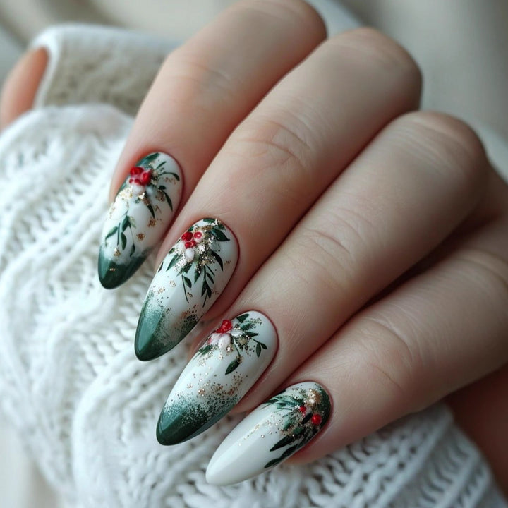 Glamorous artificial nails with floral accents Stornfield