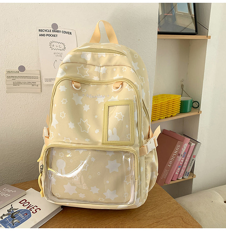 Star-Patterned Transparent Front Backpack Stornfield