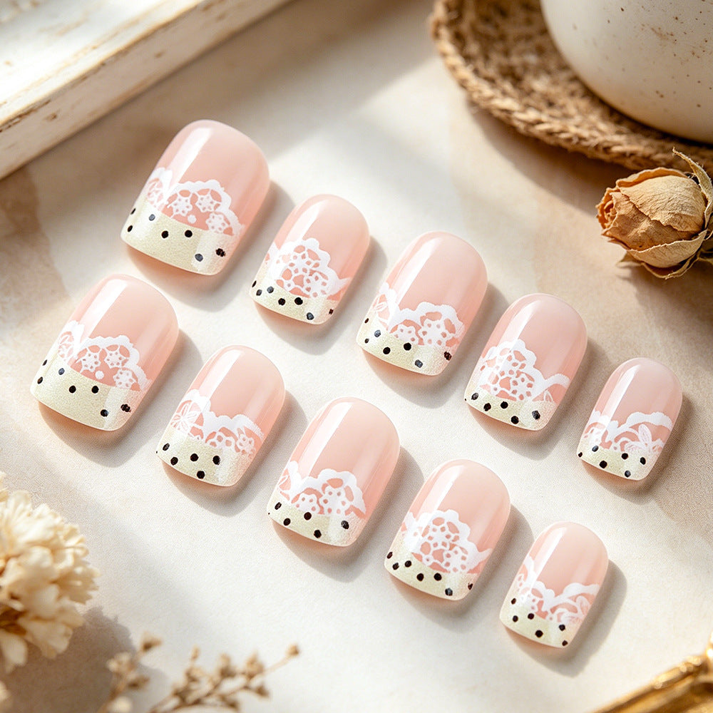 Elegant Lace Design Press-On Nails Stornfield