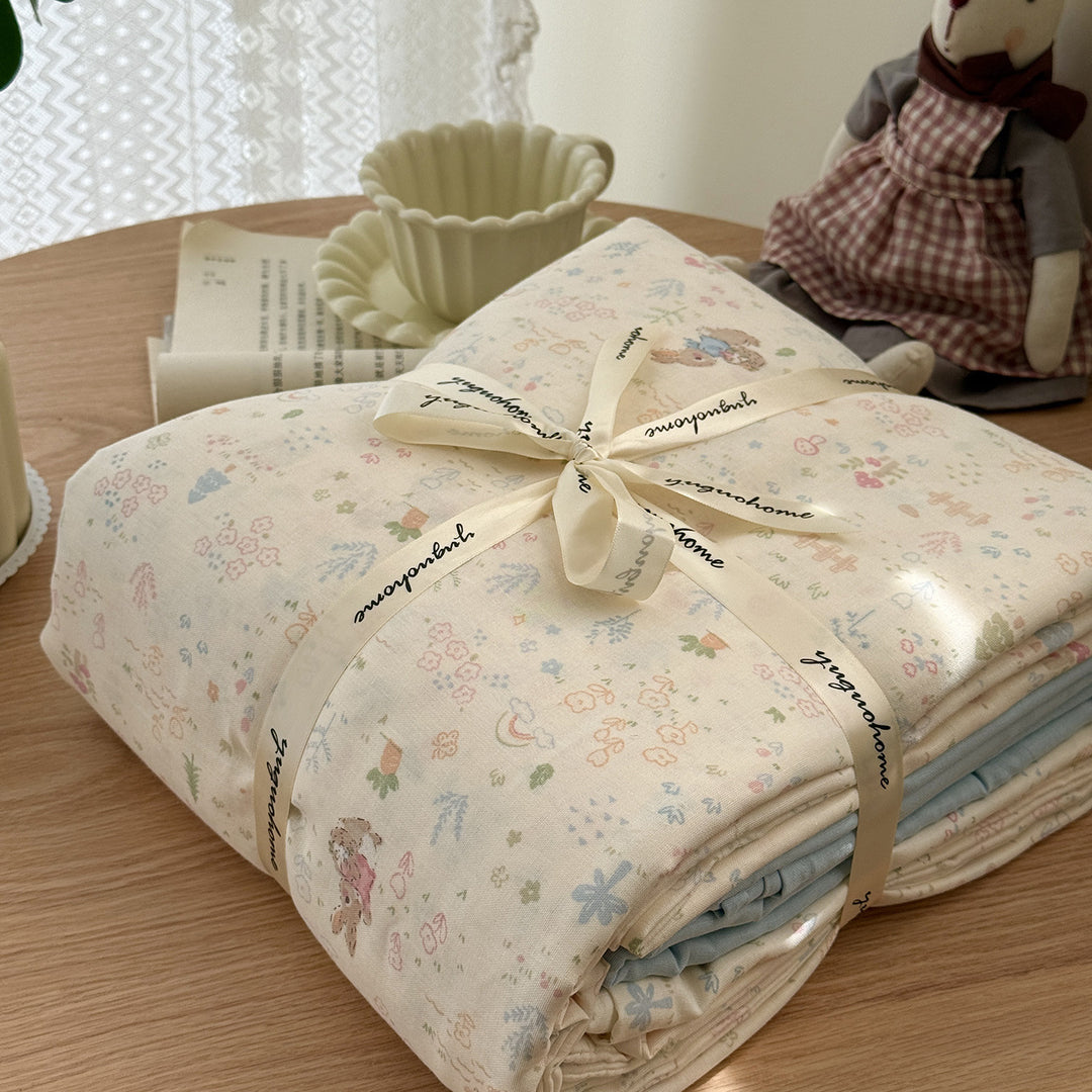 Floral-Print Cotton-Linen Duvet Cover Gift Set with Reversible Finish and Deep-Corner Ties