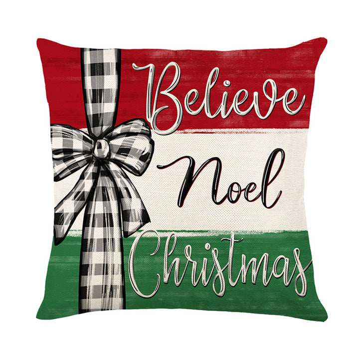 Seasonal Decorative Square Cotton-Linen Throw Pillow Cover with Snowman Cardinal Print