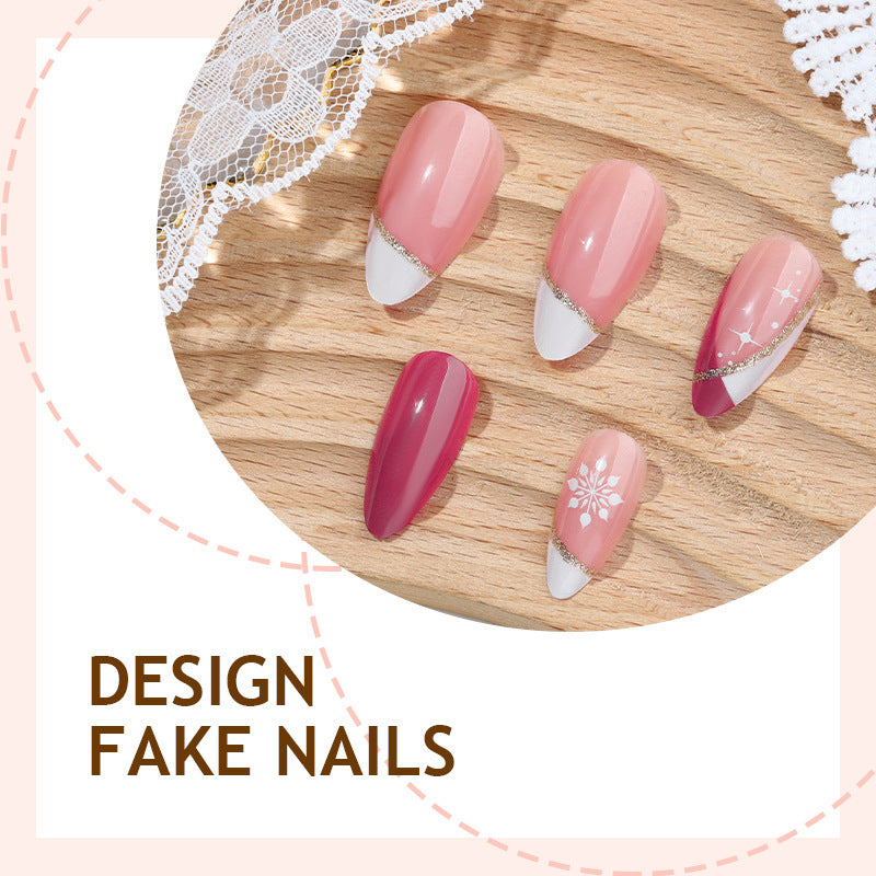 Artificial nail set with decorative flower motifs and elegant ombre effect Stornfield