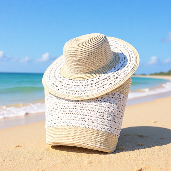Sun hat with elegant crochet trim Stornfield
