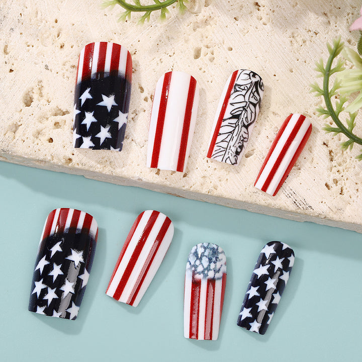 Creative artificial nails with patriotic design Stornfield