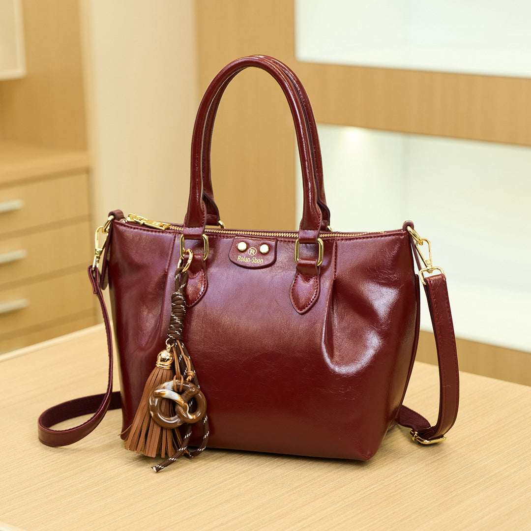 Stylish Leather Handheld Tote Bag