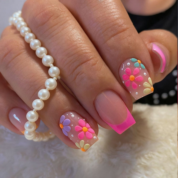 Creative Floral Acrylic Nail Design Stornfield