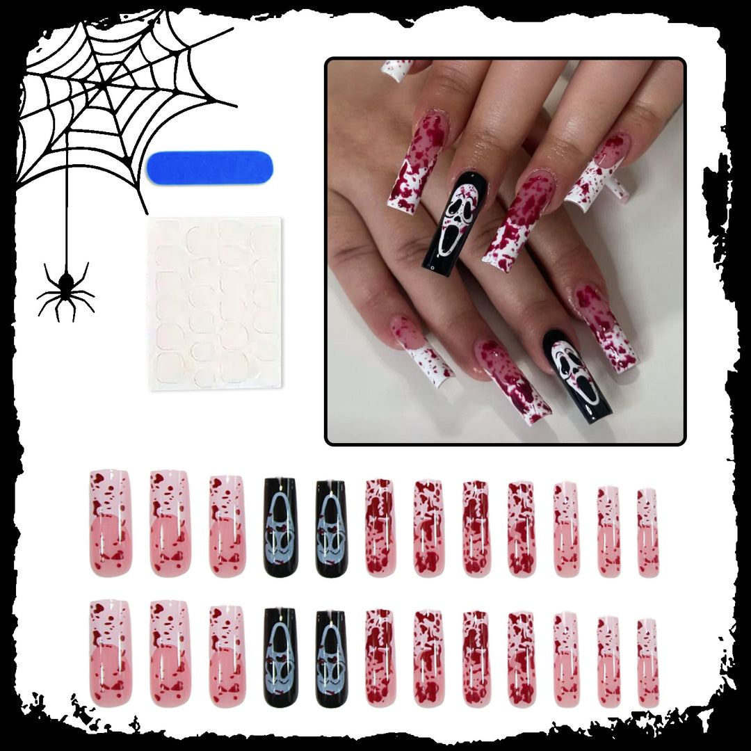 Halloween Fake Nail Set with Exciting Bloody Designs and Creepy Motifs Stornfield