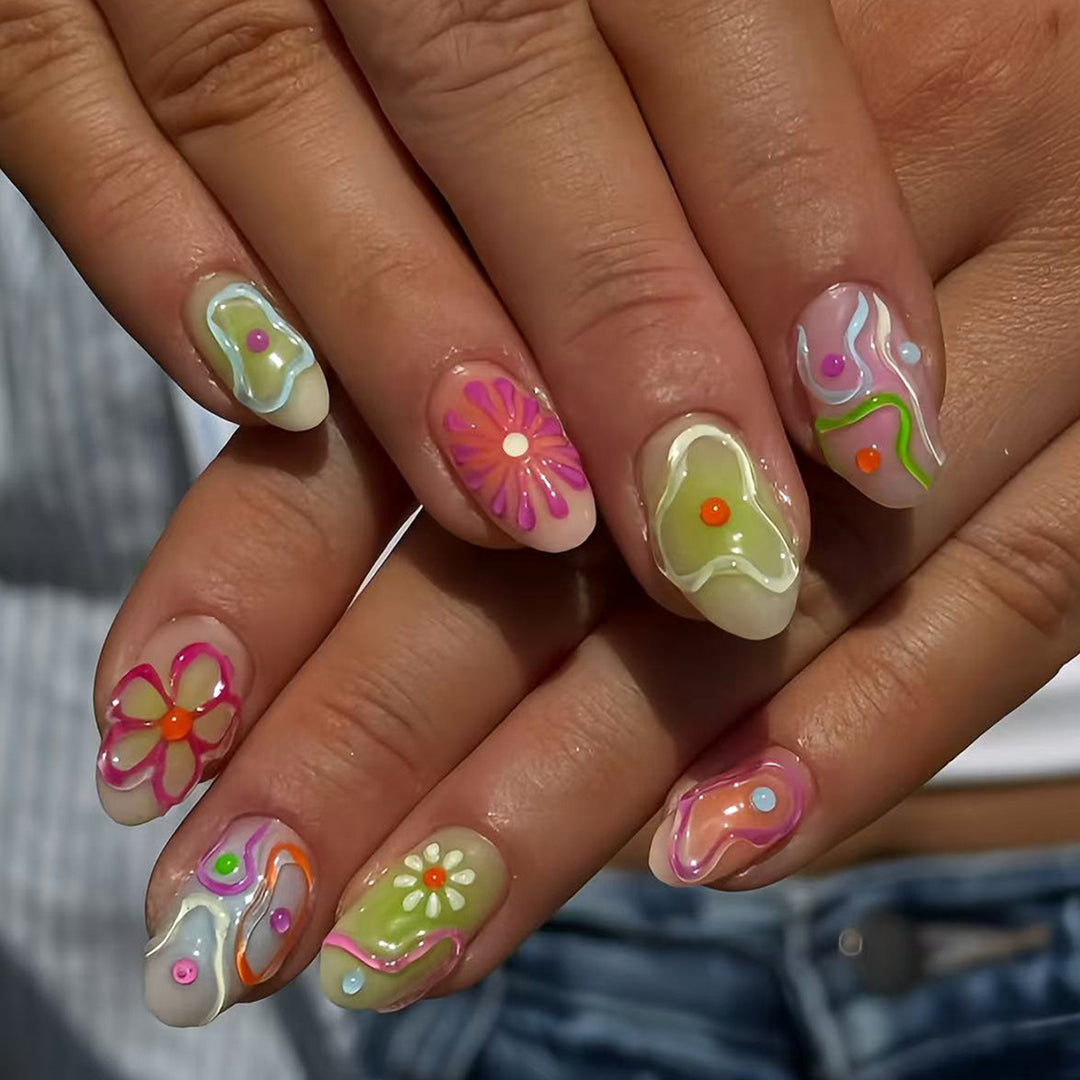 Artificial nails in the creative flower and foil design Stornfield