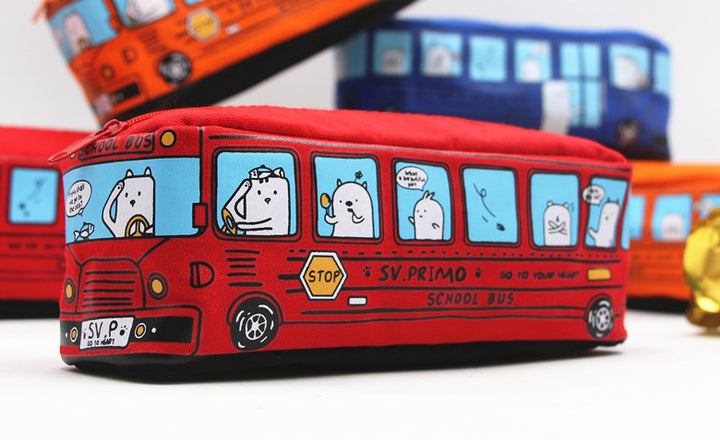 Fun Cartoon School Bus Zippered Pencil Case Stornfield