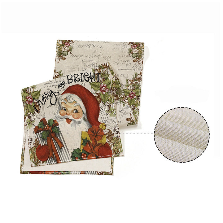 Botanical Watercolor Cotton-Linen Table Runner with Durable Hem