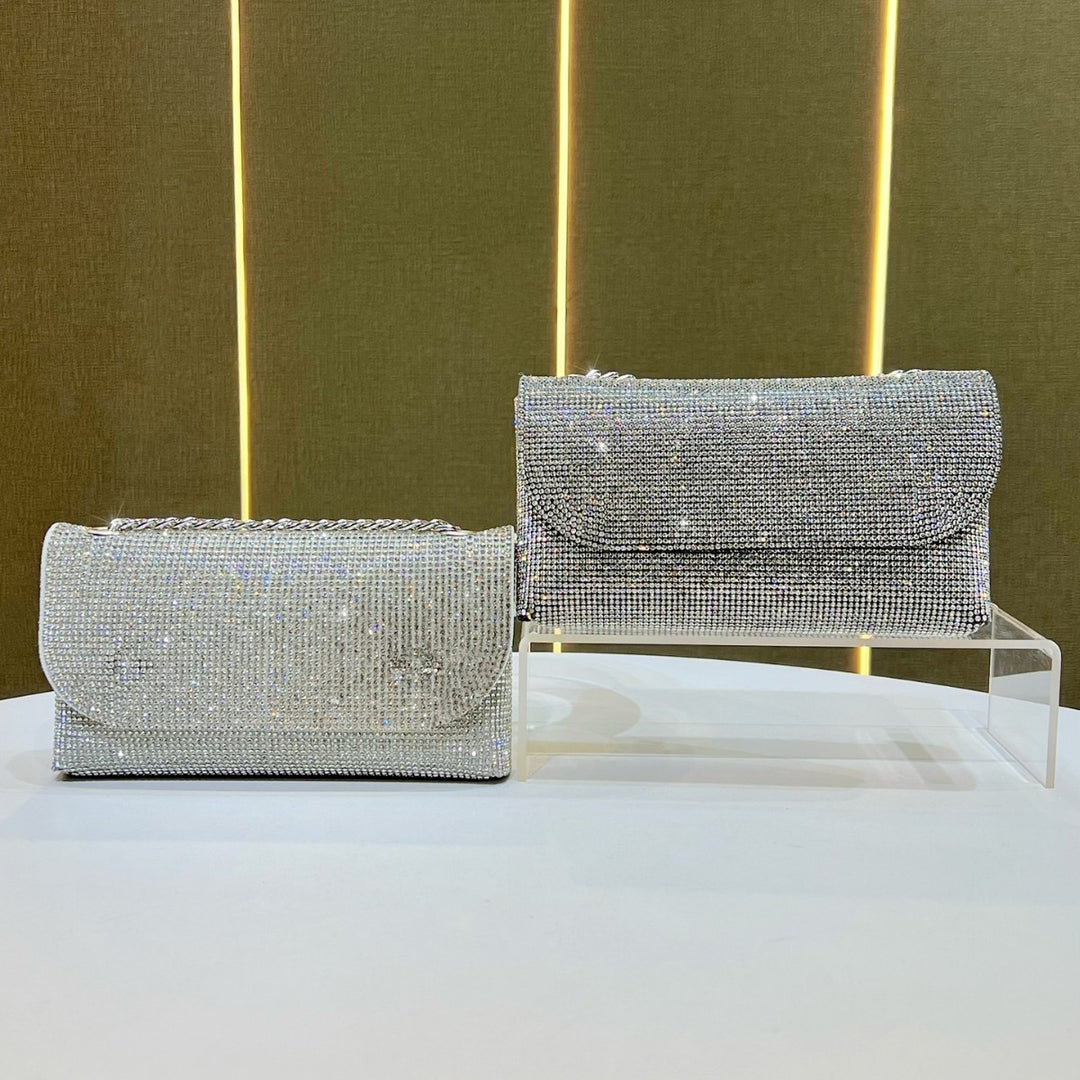 Decorative Crystal-Studded Evening Clutch