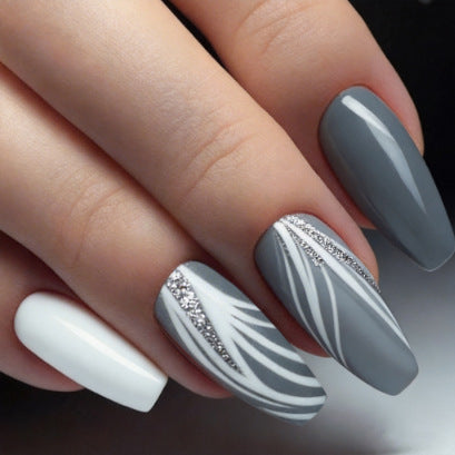 Glossy Stiletto Press-On Nail Set with Glittered Design Stornfield