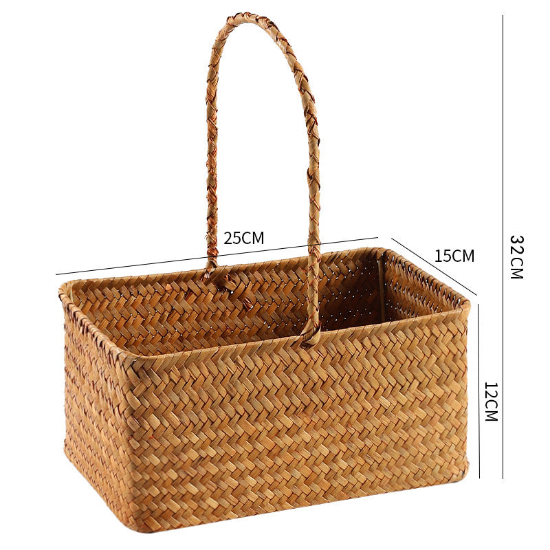 Handwoven Natural Fiber Carrying Basket Stornfield