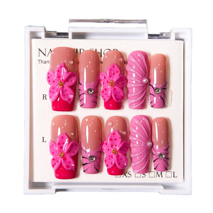 Floral Embellished Press-On Nail Set