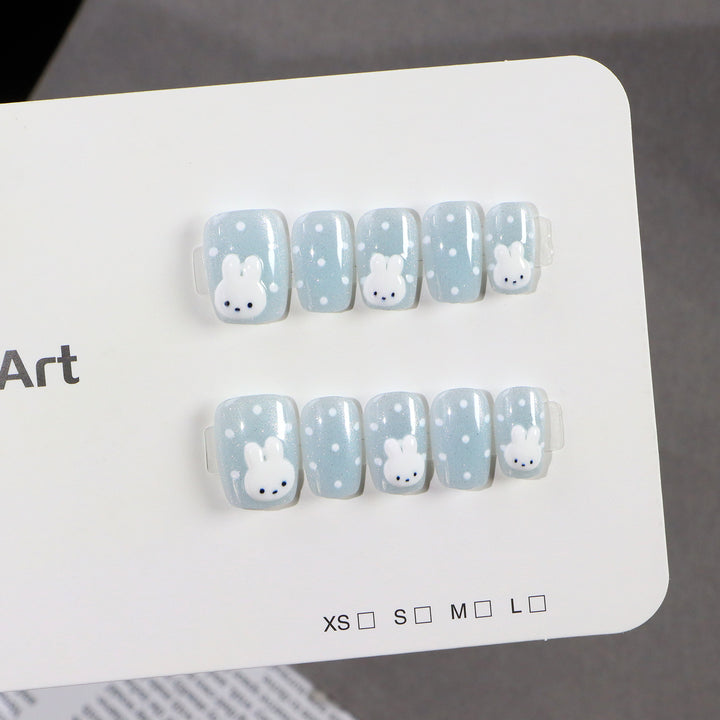 Whimsical Bunny-Themed Press-On Nail Art Set Stornfield