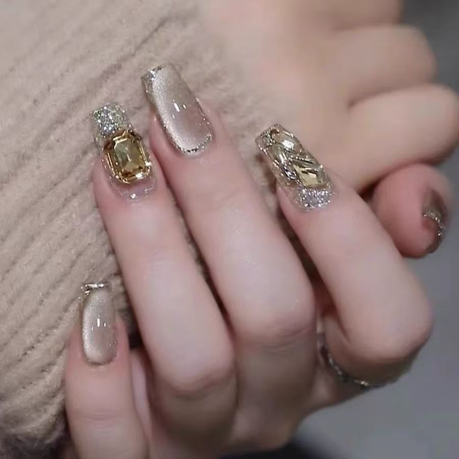 Luxury Crystal-Embellished Press-On Nails Stornfield