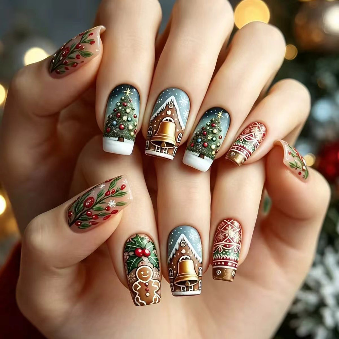 Artificial nails with festive Christmas motif Stornfield