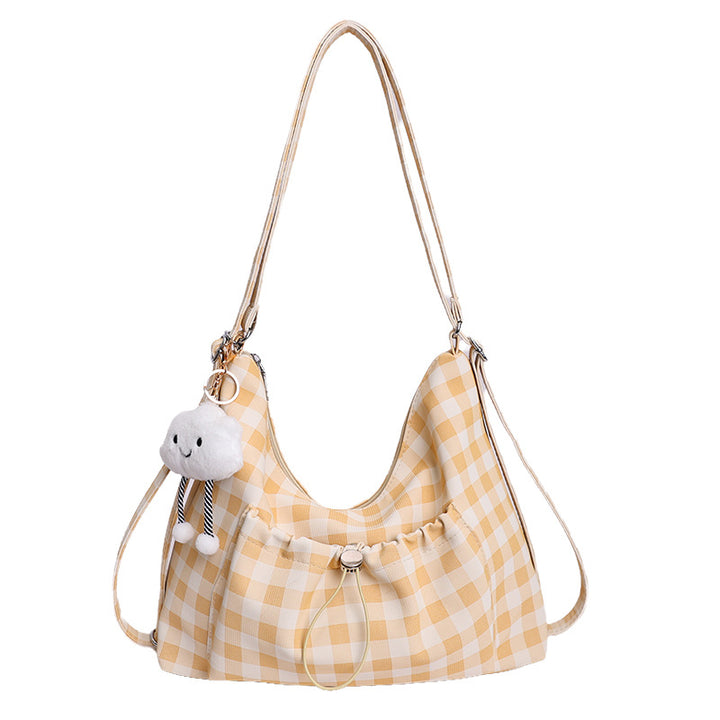 Gingham Print Slouchy Shoulder Bag