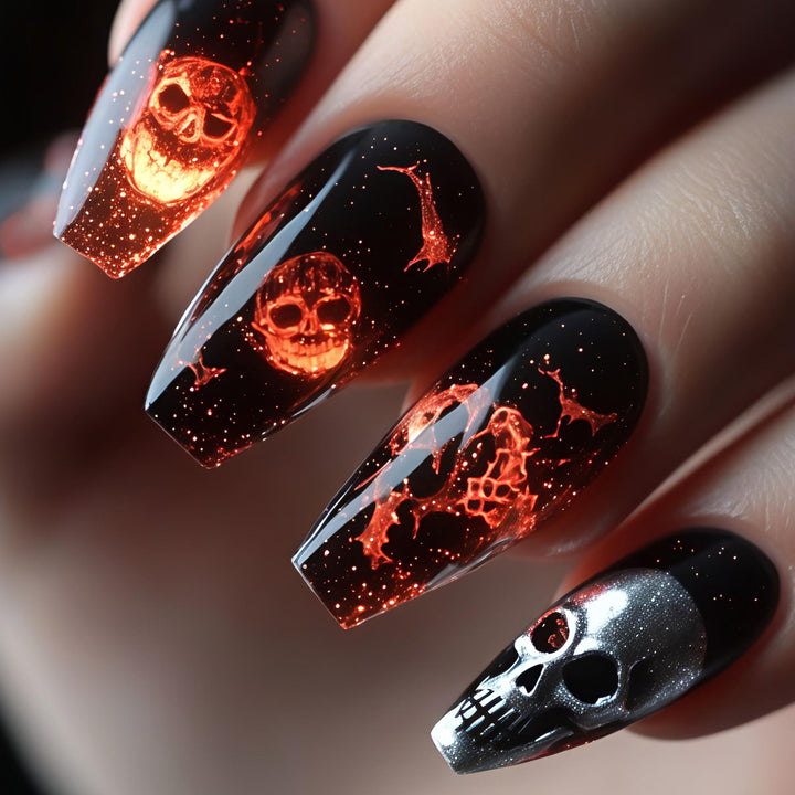Creative acrylic nails with skull design Stornfield