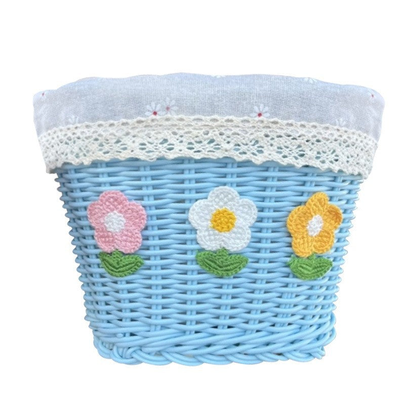 Floral Embroidered Woven Storage Basket Stornfield