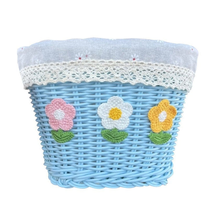 Floral Embroidered Woven Storage Basket Stornfield