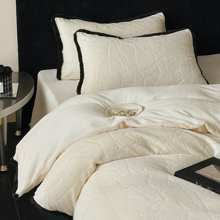 Plush Quilted Duvet Cover Set with Contrasting Piped Edge