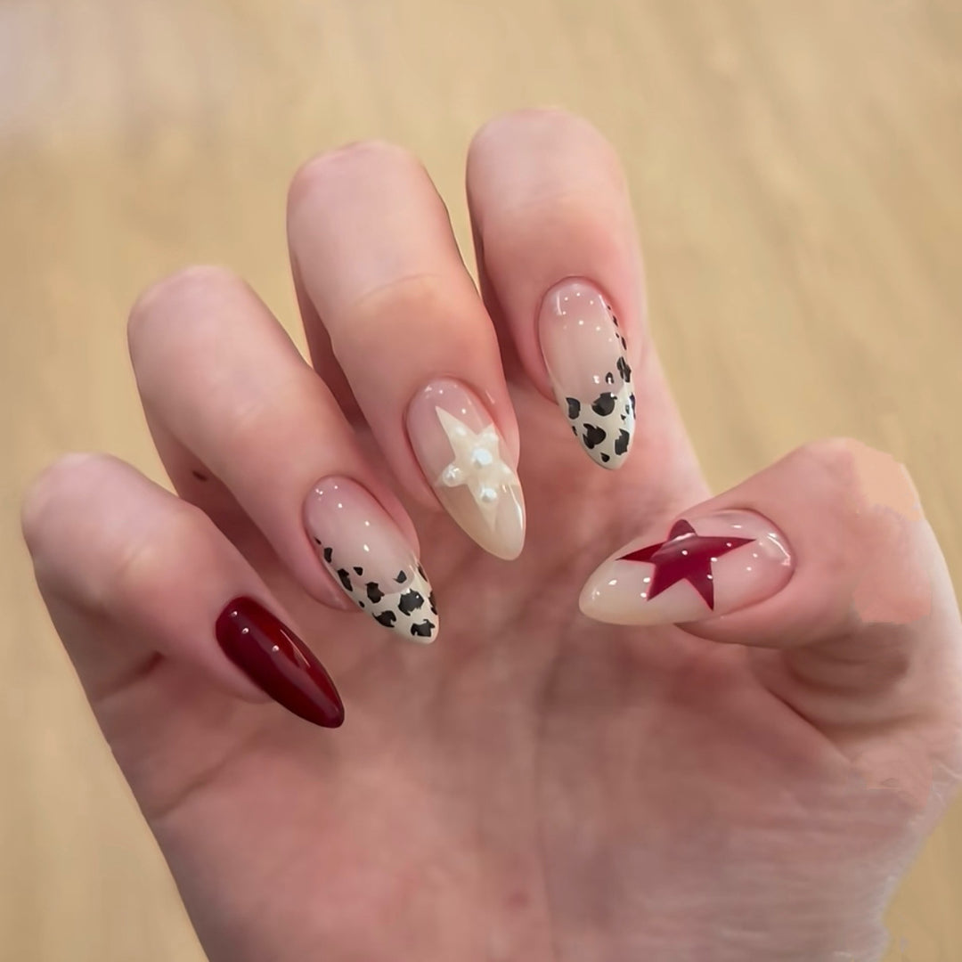 Stylish Press-On Nail Set with Artistic Designs