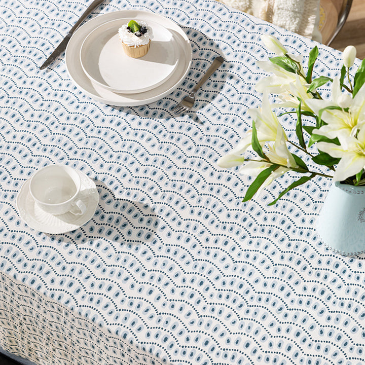 Cotton tablecloth with graphic all-over pattern and contrasting hem edge Stornfield