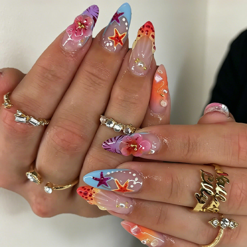 Elegant artificial nails with floral designs Stornfield