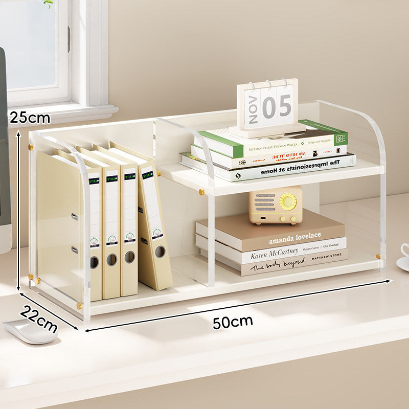 Curved-Acrylic Panel Dual-Compartment Desktop Book and Document Organizer