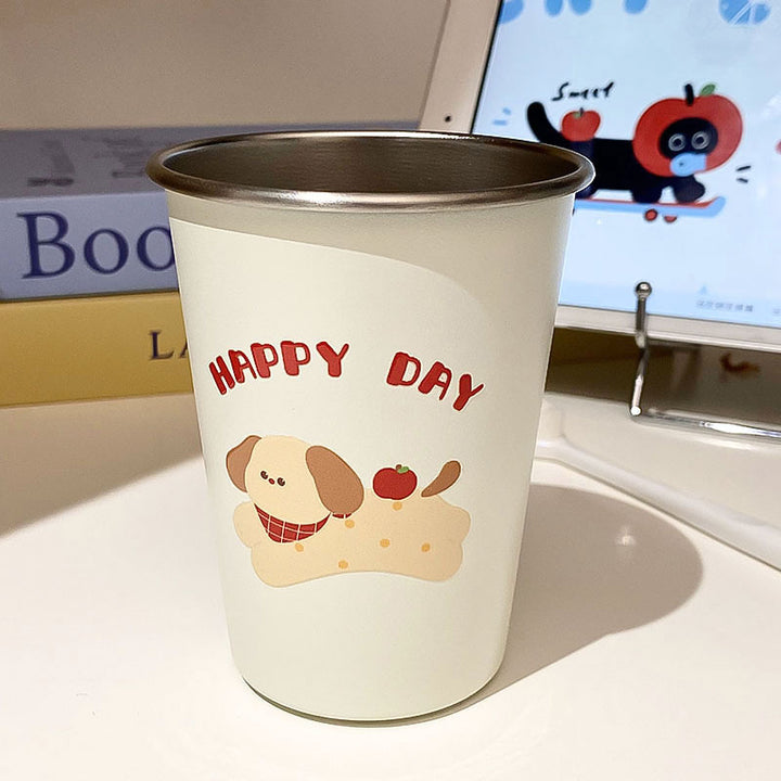 Stainless Steel Drinking Cup with Cheerful Dog Design Stornfield