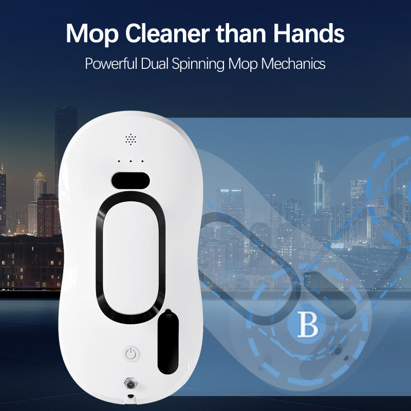robotic window cleaner with dual spinning microfiber mops and spray function Stornfield