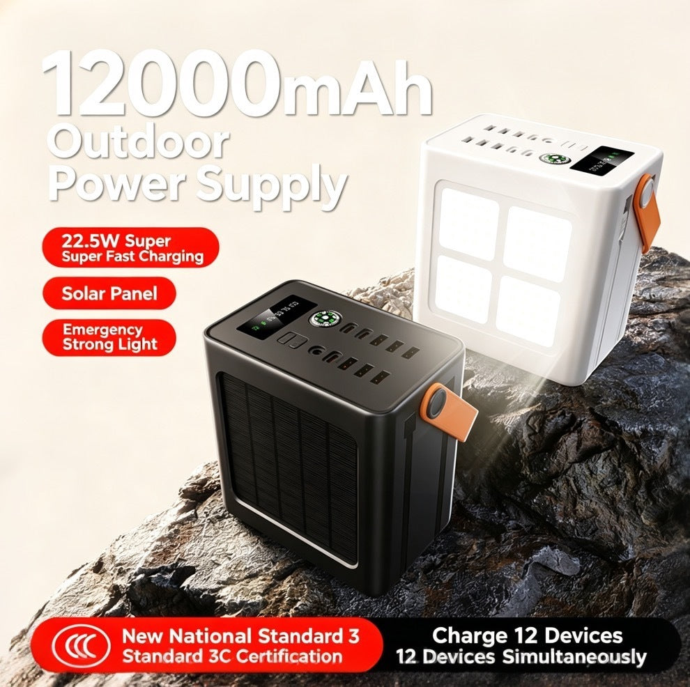 Portable solar charger with multifunctional LED lighting Stornfield