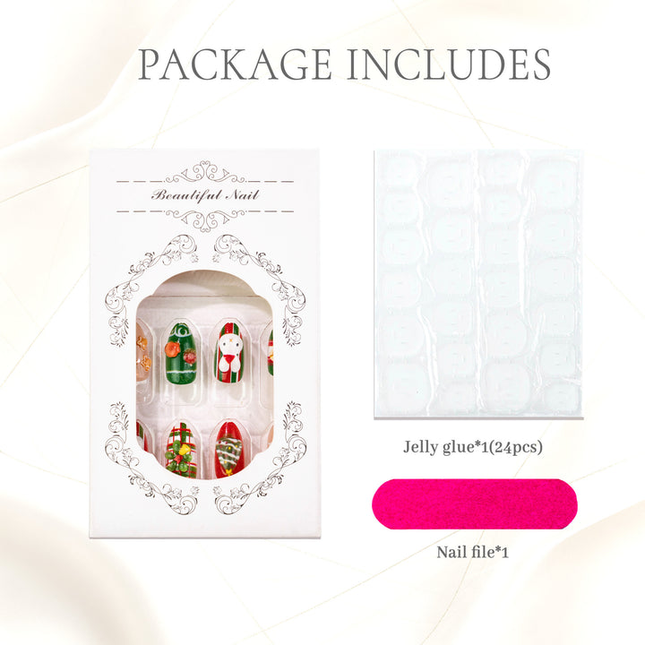 Festive Holiday-Themed Press-On Nail Set